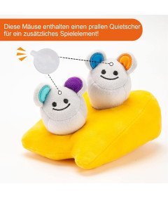 Zabawka Interaktywna dla Psa Mysz i Ser 2w1 Dla Szczeniaków z Piszczałką