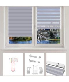 EUROHOME Dvojne rolete brez vrtanja Siva 65x220cm