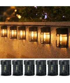 Zestaw 6 Solarnych Lamp Ściennych Bezprzewodowe LED 3000K IP65 Czarne