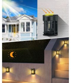 Zestaw 6 Solarnych Lamp Ściennych Bezprzewodowe LED 3000K IP65 Czarne