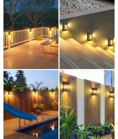 Zestaw 6 Solarnych Lamp Ściennych Bezprzewodowe LED 3000K IP65 Czarne