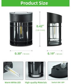 Zestaw 6 Solarnych Lamp Ściennych Bezprzewodowe LED 3000K IP65 Czarne
