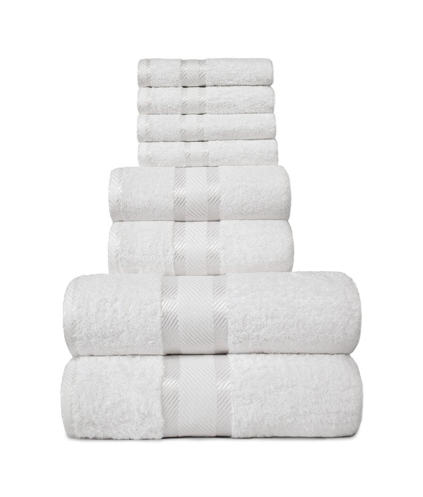 JAQAAR Set Brisač 100% Bombaž 8 Kosov Mehke Vpojne 550 g/m² Bele