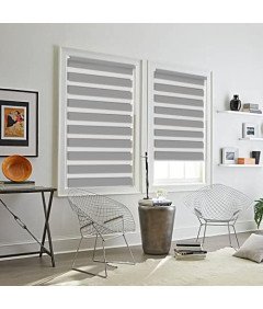 EUROHOME Dvojne rolete brez vrtanja Siva 65x220cm