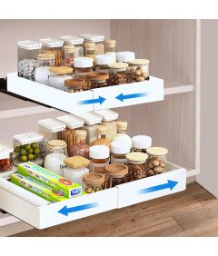 Divove Nastavljiv Predal 29,9 – 50,2 cm Kuhinjski Organizator 2 Kosa Bela