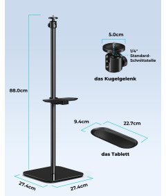 Viozon Univerzalno Stojalo za Projektor 88 cm Vrtljivo 360° Črno