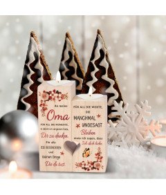 Zestaw 2 Drewnianych Świeczników z Serduszkiem Prezent dla Babci z Grawerem