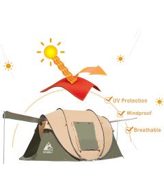 HEWOLF Namiot Samorozkładający Pop-Up dla 2–4 Osób Kempingowy z Ochroną UV