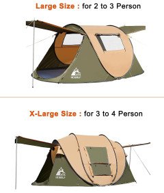 HEWOLF Namiot Samorozkładający Pop-Up dla 2–4 Osób Kempingowy z Ochroną UV