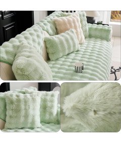 Prevleka za kotno sedežno garnituro L pliš zajčja nedrseča 90x180 cm zelena