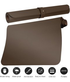 Podkładka  Na Biurko Pod Myszkę Skórzana Antypoślizgowa XL 120x60 cm Brązowa
