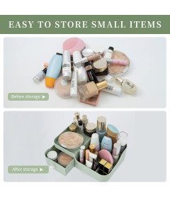 Organizer na Biurko Pojemnik z Szufladą Pudło na Kosmetyki Zielony 26x17 cm