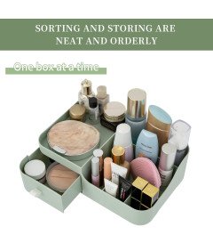 Organizer na Biurko Pojemnik z Szufladą Pudło na Kosmetyki Zielony 26x17 cm