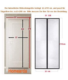 Homearda Magnetyczna Moskitiera na Drzwi Balkonowe Tarasowe 90x210 cm