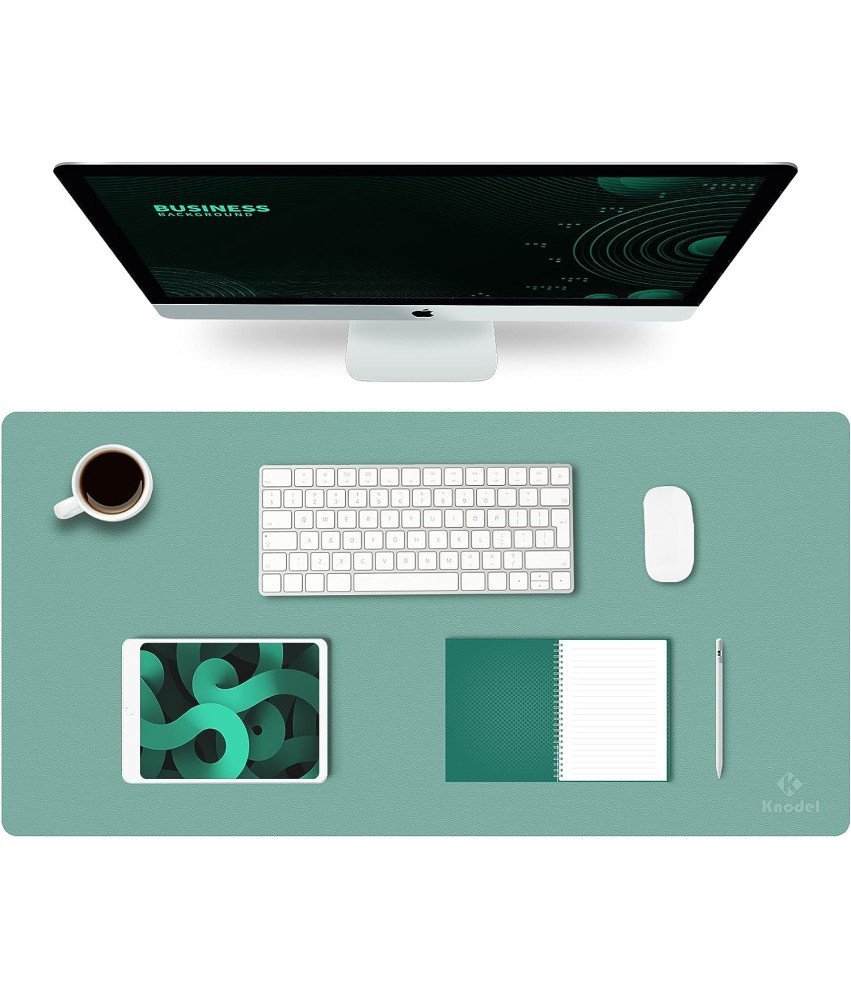 Knodel Podkładka na Biurko Dwustronna Wodoodporna Skórzana Zielona 40x80 cm