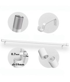 GEEBOBO Nastavljiva izvlečna enojna karnisa 76–228 cm Ø19 mm Bela