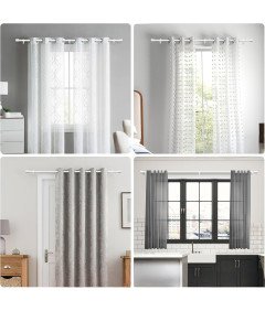 GEEBOBO Nastavljiva izvlečna enojna karnisa 76–228 cm Ø19 mm Bela