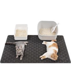 Podloga za mačji WC 119x89 cm Vodoodporna Protizdrsna PVC Črna