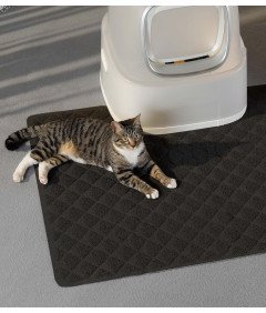 Podloga za mačji WC 119x89 cm Vodoodporna Protizdrsna PVC Črna