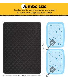 Podloga za mačji WC 119x89 cm Vodoodporna Protizdrsna PVC Črna