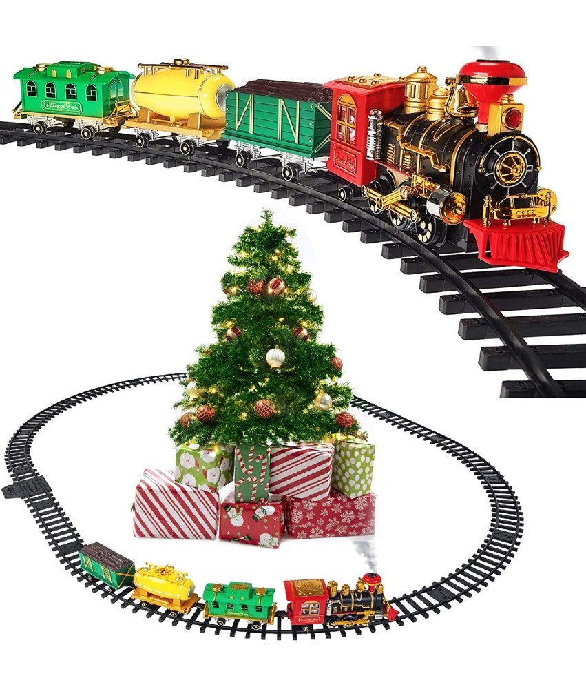 Świąteczny Pociąg z Efektem Dymu Światłami LED i Kolędami Obwód Torów 424cm