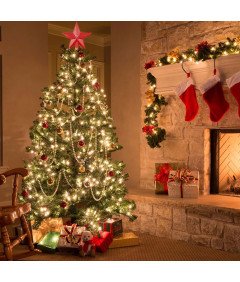 Gwiazda na Czubek Choinki na Boże Narodzenie Czerwona z Brokatem 20 cm