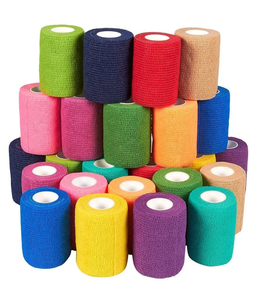 Taśmy Bandaże Samoprzylepne Oddychające Kolorowe 24 Sztuki 7,5 cm x 4,5 m
