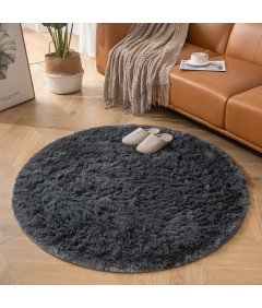 CHOSHOME Okrogla Mehka Preproga Protizdrsna Pralna Preproga 120 cm Siva