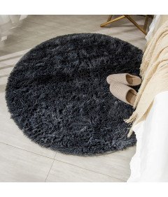 CHOSHOME Okrogla Mehka Preproga Protizdrsna Pralna Preproga 120 cm Siva