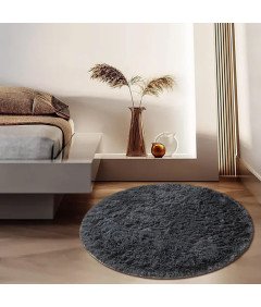 CHOSHOME Okrogla Mehka Preproga Protizdrsna Pralna Preproga 120 cm Siva