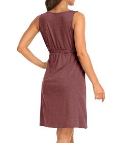 Supersun Lekka Letnia Sukienka Damska S Czerwona z Guzikami