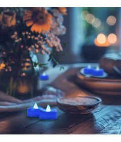 Zestaw 24 Bezpłomieniowych Świec LED Dekoracja na Halloween Niebieskie