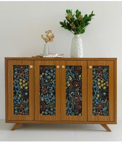 Fiula Tapeta Samoprzylepna Czarna Kolorowe Kwiaty Wodoodporna 41x300 cm