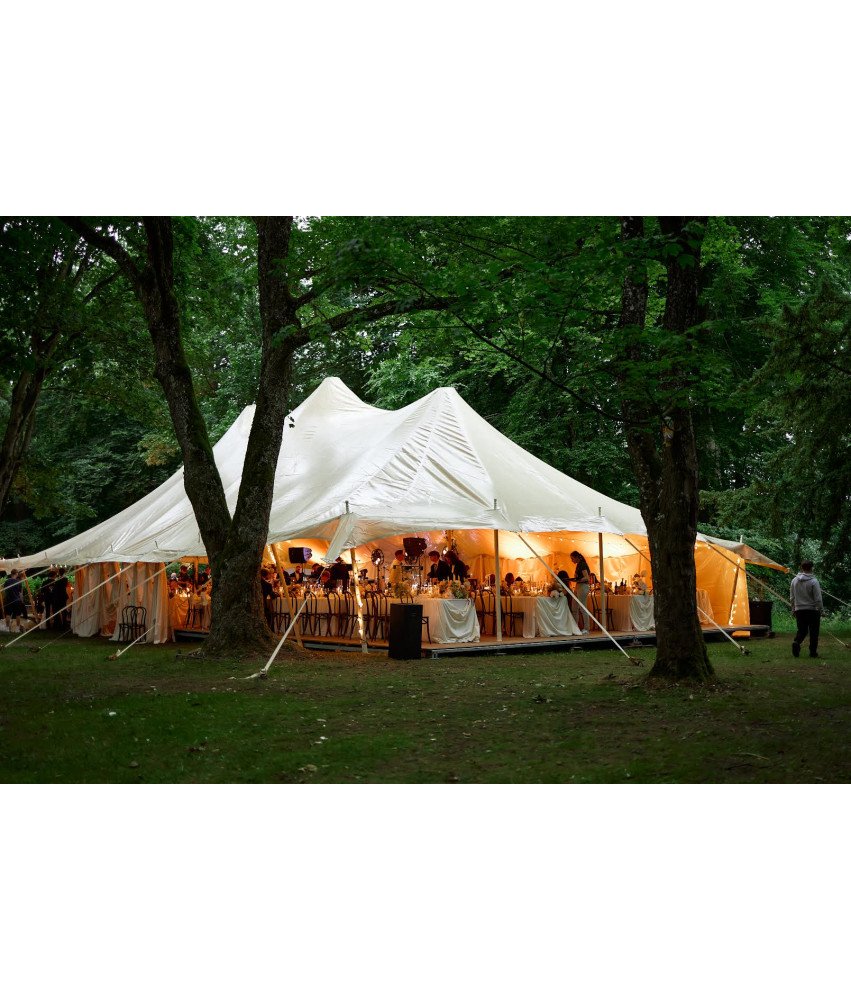 Šotor za dogodke Poroka Zunanji Dogodek Velik 12x26 m Petal Pole Bel