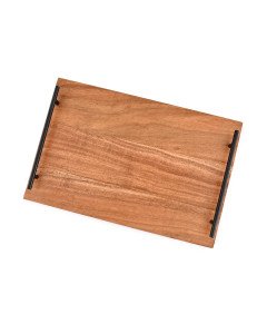 Akacijev lesen pladenj za serviranje z ročaji, rustikalen, 38x25,4 cm