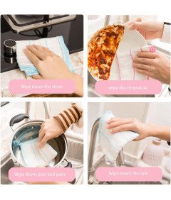 Kuhinjske krpe 10 kosov Večkratna uporaba Roza-bele 25x25 cm