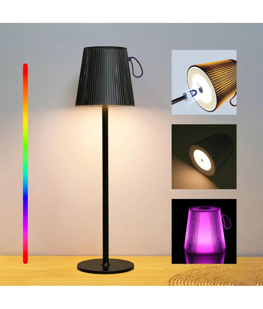 Brezžična LED namizna svetilka vodoodporna RGB nastavljiva višina črna