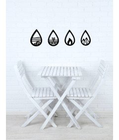 Pet-Jos Dekoracja Ścienna 4 Elementy 4 Żywioły z Drewna 82x20 cm Czarne