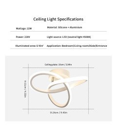 Lampa Sufitowa LED 22W 2500LM 4500K Nowoczesna Aluminiowa Biała 24x11 cm