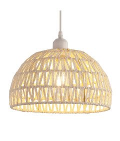 Lampa Wisząca Rattanowa Boho E27 Ręcznie Pleciona Naturalna Beżowa 30x18 cm
