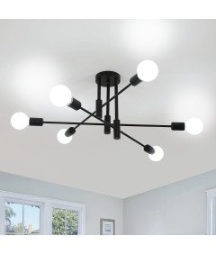 Comely Lampa Sufitowa Vintage 6 Punktów E27 Regulowana Czarna 72x72x32 cm