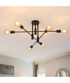Comely Lampa Sufitowa Vintage 6 Punktów E27 Regulowana Czarna 72x72x32 cm