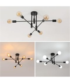 Comely Lampa Sufitowa Vintage 6 Punktów E27 Regulowana Czarna 72x72x32 cm