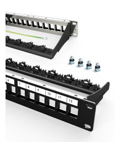 Enmane 12-Portowy Pusty Panel Krosowy Ekranowany Czarny