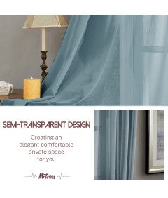 Zasłony Woalowe z Oczkami Półprzezroczyste 137x140 cm Niebieskie 2 Sztuki