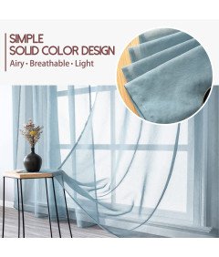 Zasłony Woalowe z Oczkami Półprzezroczyste 137x140 cm Niebieskie 2 Sztuki