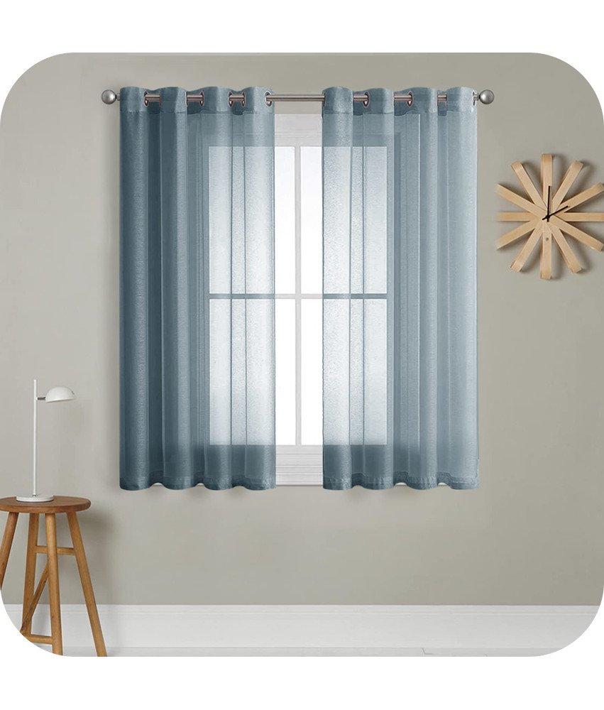 Voal zavese z obročki, prosojne, 145x140 cm, modre, 2 kosa.