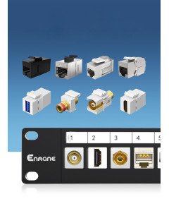 Enmane 12-portna prazna povezovalna plošča, zaščitena s ščitnikom, črna