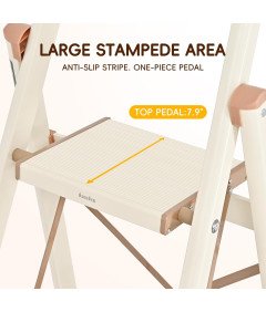 GameGem 4-stopenjska zložljiva lestev 143 cm prenosna 150 kg lahka bež