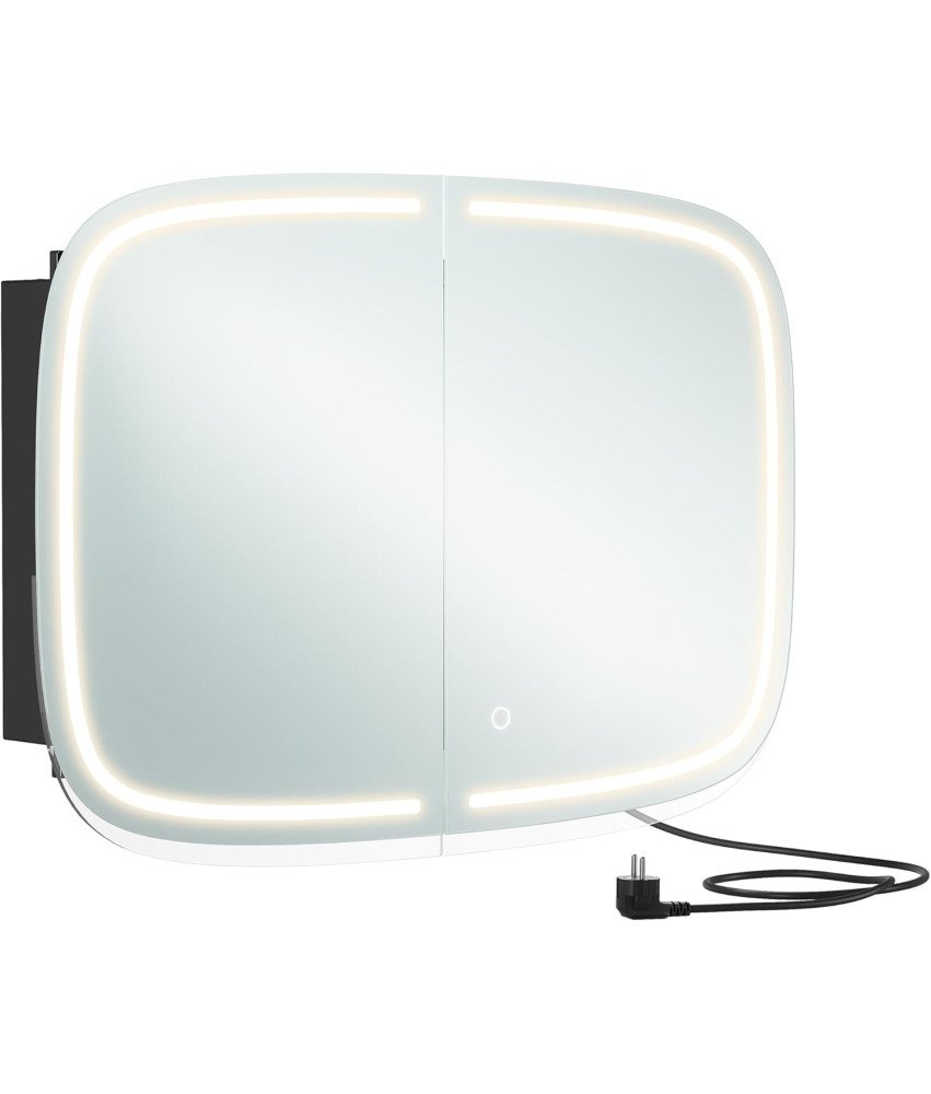 VASAGLE Szafka Lustrzana z Oświetleniem Łazienkowa 2x Gniazdka 2 Porty USB